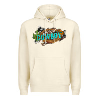 Sandshell western cowboy and hat with cactus and cowhide Premium Hoodie - Artiststas