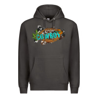 Smoke western cowboy and hat with cactus and cowhide Premium Hoodie - Artiststas