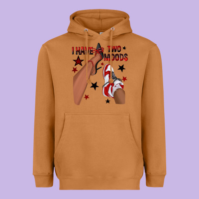 I Have Two Moods Black And Red Sneakers Afro Girl Heavyweight Hoodie Designed By Texasbilliewilder