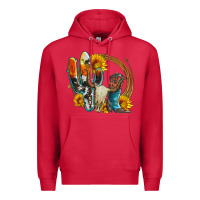 Cardinal western cactus bullskull and boots with sunflowers and serape leopard Premium Hoodie - Artiststas
