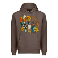 Coffee western cactus bullskull and boots with sunflowers and serape leopard Premium Hoodie - Artiststas