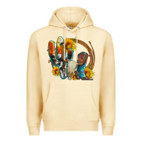 Pina Colada western cactus bullskull and boots with sunflowers and serape leopard Premium Hoodie - Artiststas