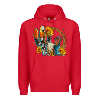 Red western cactus bullskull and boots with sunflowers and serape leopard Premium Hoodie - Artiststas