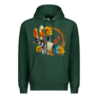 Sports Green western cactus bullskull and boots with sunflowers and serape leopard Premium Hoodie - Artiststas