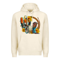 Tofu western cactus bullskull and boots with sunflowers and serape leopard Premium Hoodie - Artiststas