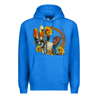 True Royal western cactus bullskull and boots with sunflowers and serape leopard Premium Hoodie - Artiststas