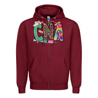 Burgundy cna nurse tie dye leopard Zipper Hoodie - RanaPortraitStore