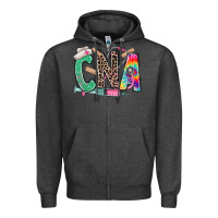 Charcoal Heather cna nurse tie dye leopard Zipper Hoodie - RanaPortraitStore