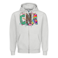Dove Grey cna nurse tie dye leopard Zipper Hoodie - RanaPortraitStore