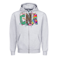 Heather Grey cna nurse tie dye leopard Zipper Hoodie - RanaPortraitStore