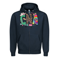 Navy cna nurse tie dye leopard Zipper Hoodie - RanaPortraitStore