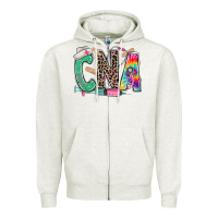 Oatmeal Heather cna nurse tie dye leopard Zipper Hoodie - RanaPortraitStore