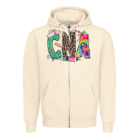 Sandshell cna nurse tie dye leopard Zipper Hoodie - RanaPortraitStore