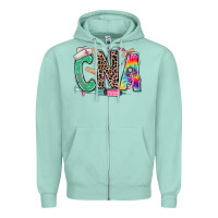 Cna Nurse Tie Dye Leopard Zipper Hoodie | Teevron
