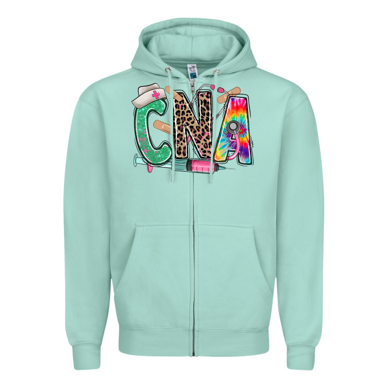 Cna Nurse Tie Dye Leopard Zipper Hoodie by RanaPortraitStore | Teevron