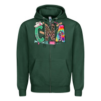 Sports Green cna nurse tie dye leopard Zipper Hoodie - RanaPortraitStore