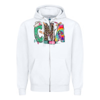 White cna nurse tie dye leopard Zipper Hoodie - RanaPortraitStore