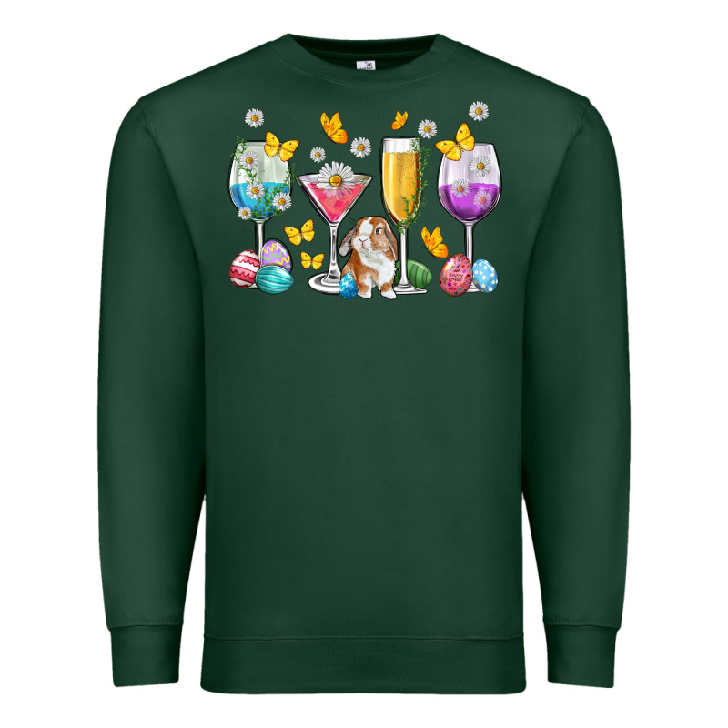 Easter Wine Glasses Easter Day Premium Sweatshirt by Neo Western | Teevron