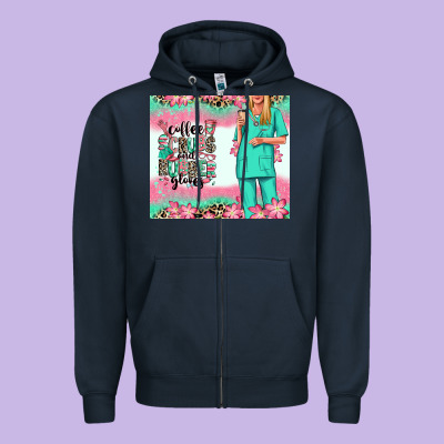 Zipper Hoodie coffee scrubs rubber gloves nurse
