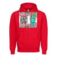 Red coffee scrubs rubber gloves nurse Zipper Hoodie - RanaPortraitStore