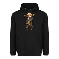 Black heifer cow with cow bell Heavyweight Hoodie - RanaPortraitStore