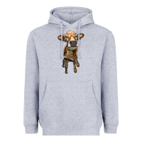 Heather Grey heifer cow with cow bell Heavyweight Hoodie - RanaPortraitStore