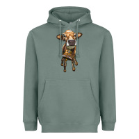 Sage heifer cow with cow bell Heavyweight Hoodie - RanaPortraitStore