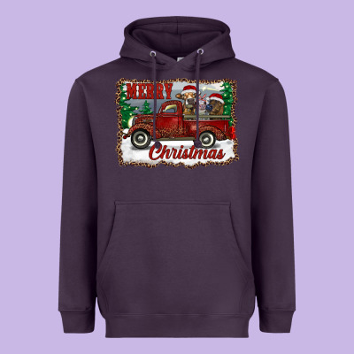 Christmas Truck With Cows Heavyweight Hoodie Designed By Ranaportraitstore