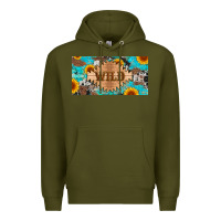 Army Green western wild and sunflower leopard turquoise cowhide licanse plate Premium Hoodie - Artiststas