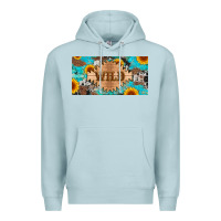 Blue Mist western wild and sunflower leopard turquoise cowhide licanse plate Premium Hoodie - Artiststas