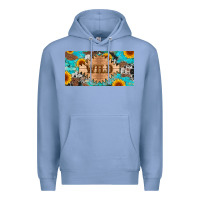 Colony Blue western wild and sunflower leopard turquoise cowhide licanse plate Premium Hoodie - Artiststas