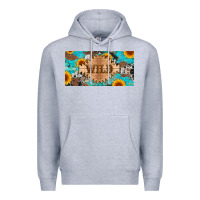 Heather Grey western wild and sunflower leopard turquoise cowhide licanse plate Premium Hoodie - Artiststas