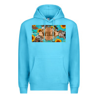 Ocean Blue western wild and sunflower leopard turquoise cowhide licanse plate Premium Hoodie - Artiststas
