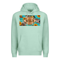 Seafoam western wild and sunflower leopard turquoise cowhide licanse plate Premium Hoodie - Artiststas