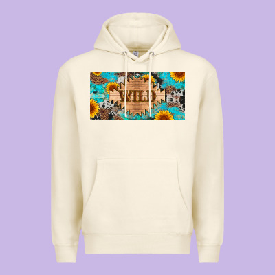 Western Wild And Sunflower Leopard Turquoise Cowhide Licanse Plate Premium Hoodie Designed By Artiststas