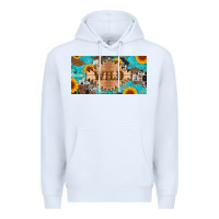 White western wild and sunflower leopard turquoise cowhide licanse plate Premium Hoodie - Artiststas