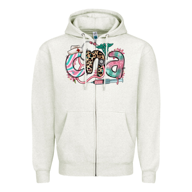 Floral Cna Certified Nursing Assistant Zipper Hoodie by RanaPortraitStore | Teevron