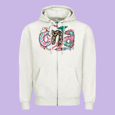 Zipper Hoodie floral cna certified nursing assistant