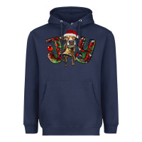 Navy christmas joy with heifer Heavyweight Hoodie - RanaPortraitStore