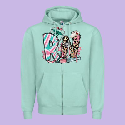 Zipper Hoodie floral rn registered nurse