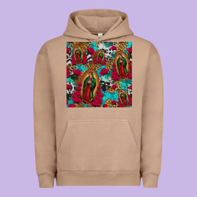 Lady Of Guadalupe Western Seamless Urban Hoodie Designed By Jasminsmagicworld