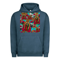 Pigment Midnight Navy lady of guadalupe western seamless Urban Hoodie - Jasminsmagicworld