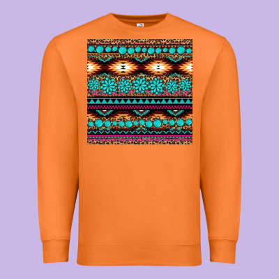 Aztec Turquoise Gemstone Seamless Pattern Premium Sweatshirt Designed By Hra Design Shop