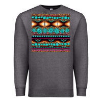 Charcoal Heather aztec turquoise gemstone seamless pattern Premium Sweatshirt - HRA Design Shop
