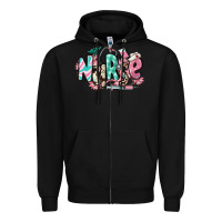 Black floral nurse Zipper Hoodie - RanaPortraitStore