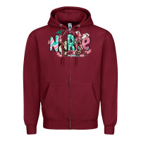 Burgundy floral nurse Zipper Hoodie - RanaPortraitStore