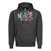 Charcoal Heather floral nurse Zipper Hoodie - RanaPortraitStore