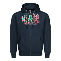 Navy floral nurse Zipper Hoodie - RanaPortraitStore