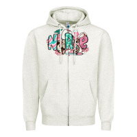 Oatmeal Heather floral nurse Zipper Hoodie - RanaPortraitStore