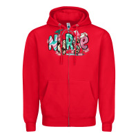 Red floral nurse Zipper Hoodie - RanaPortraitStore